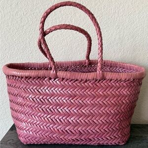 Handwoven Pink Woven Tote Bag